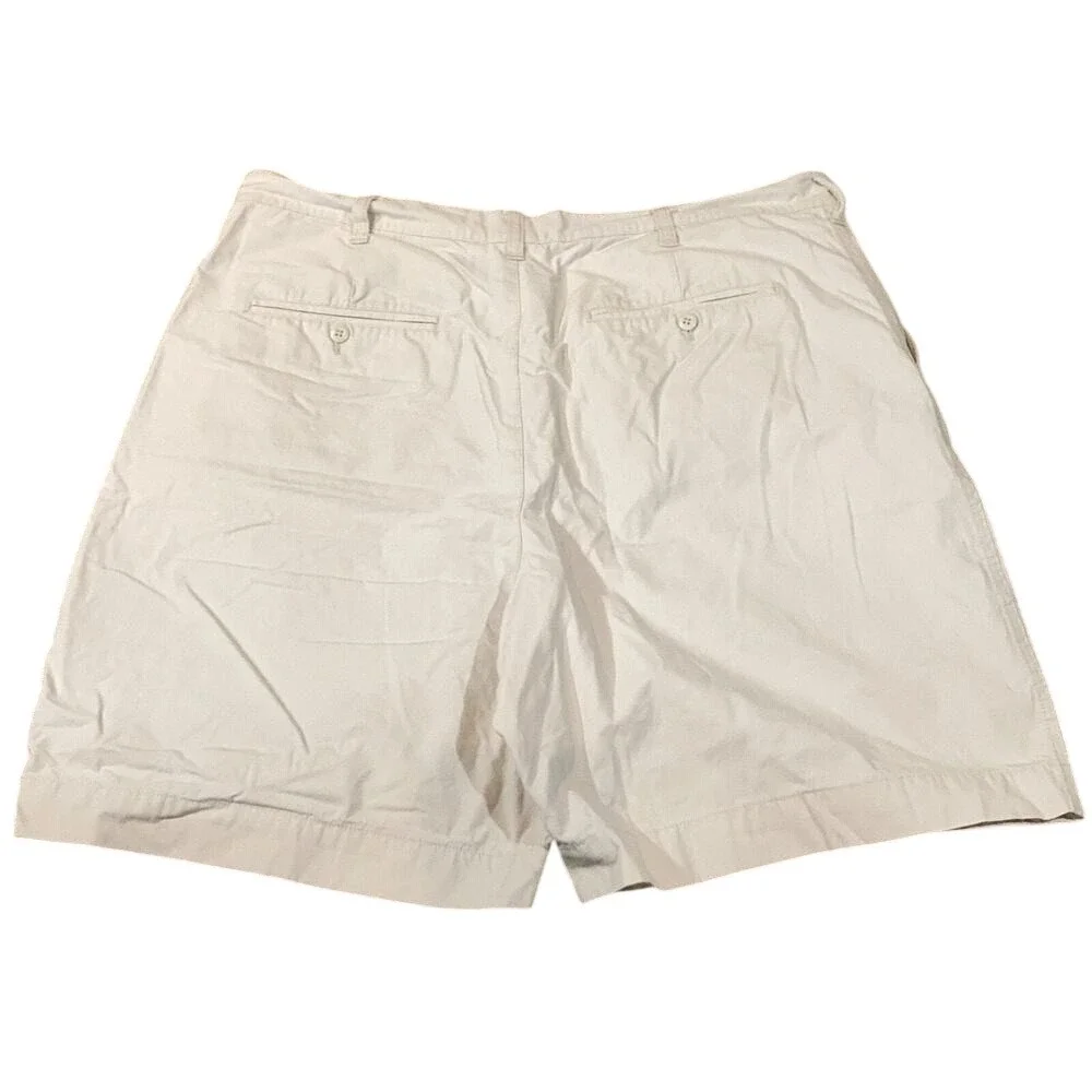 Route 66‎ Mens Beige Khaki Shorts Size 38 Cotton Flat Front Casual Chino Shorts